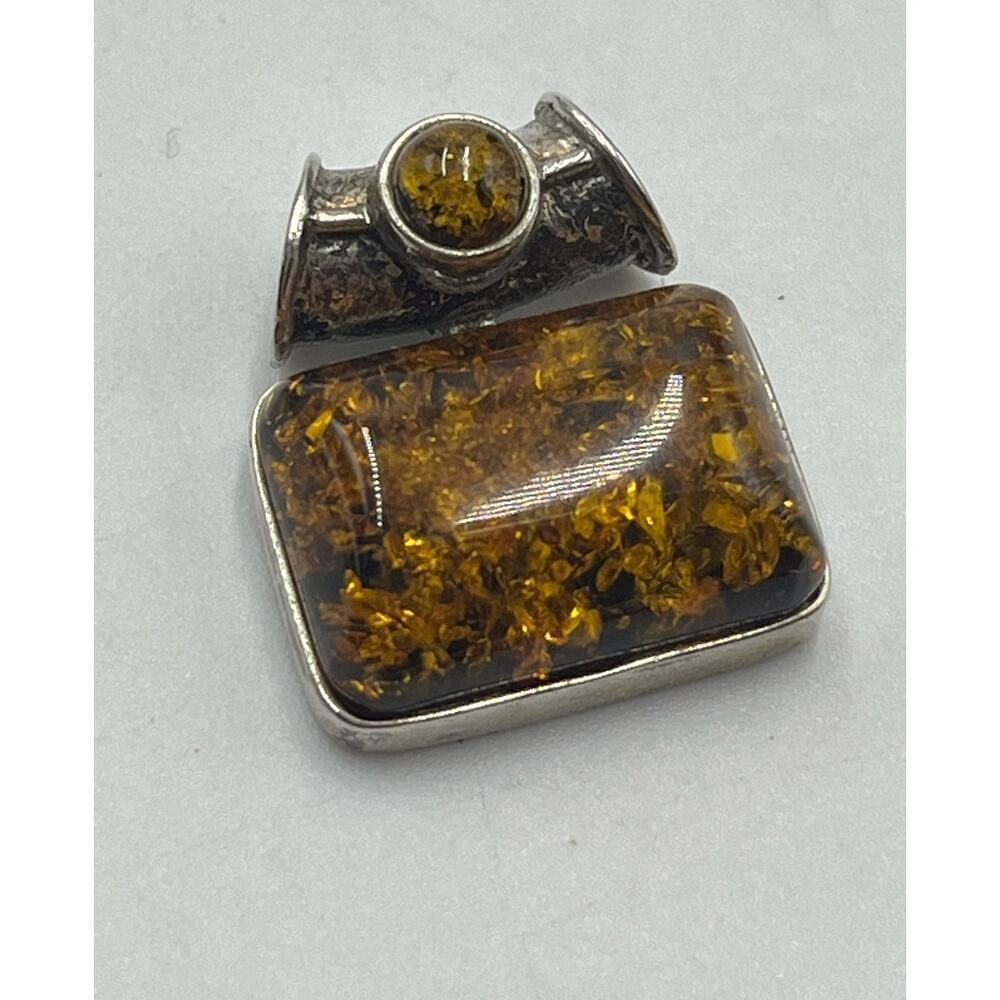 Stamped‎ 925  Beautiful Amber Sterling Silver Pendant Glows